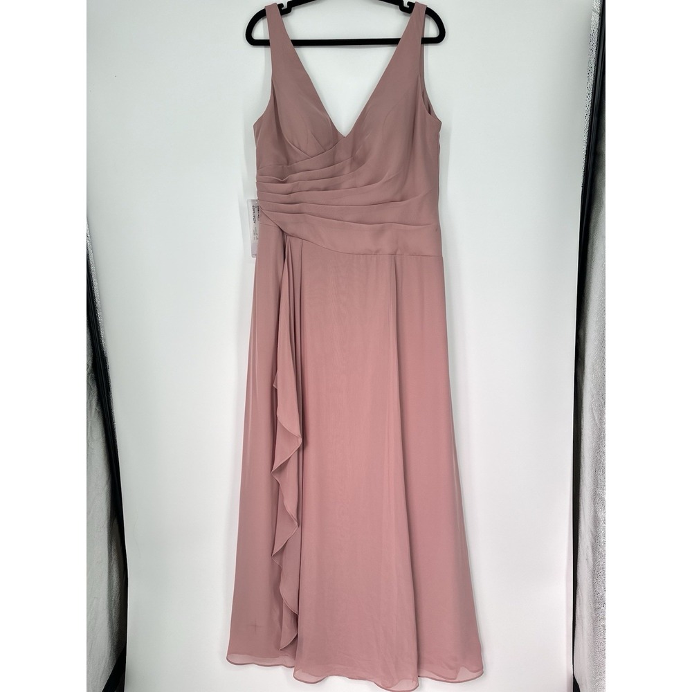 Azazie Kora Gown A14 Dusty Rose Empire Waist Pleated Chiffon Bridesmaid Dress